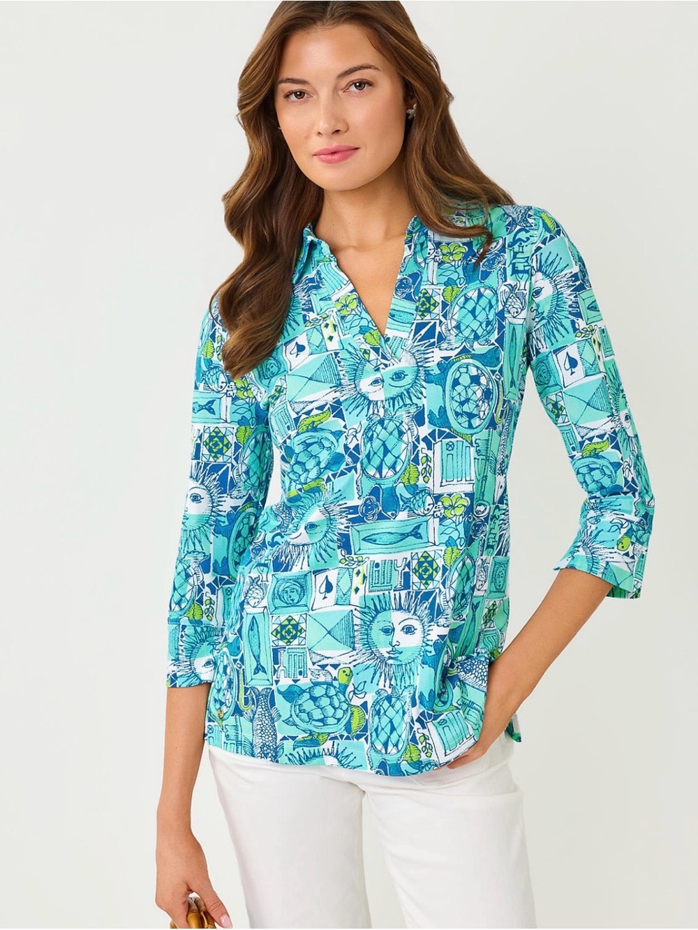 NWT Lilly Pulitzer UPF 50+ Mandi 3/4
Sleeve Tunic ChillyLilly Harlillyquin S